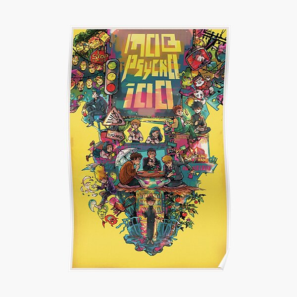 Mob Psycho 100 retro Poster Poster RB1710 product Offical Mob Psycho 100 Merch